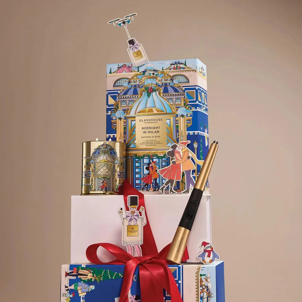 Christmas Limited Edition Glasshouse Midnight In Milan 380g Candle & Rechargeable Lighter Gift Set 2025-Candles2go