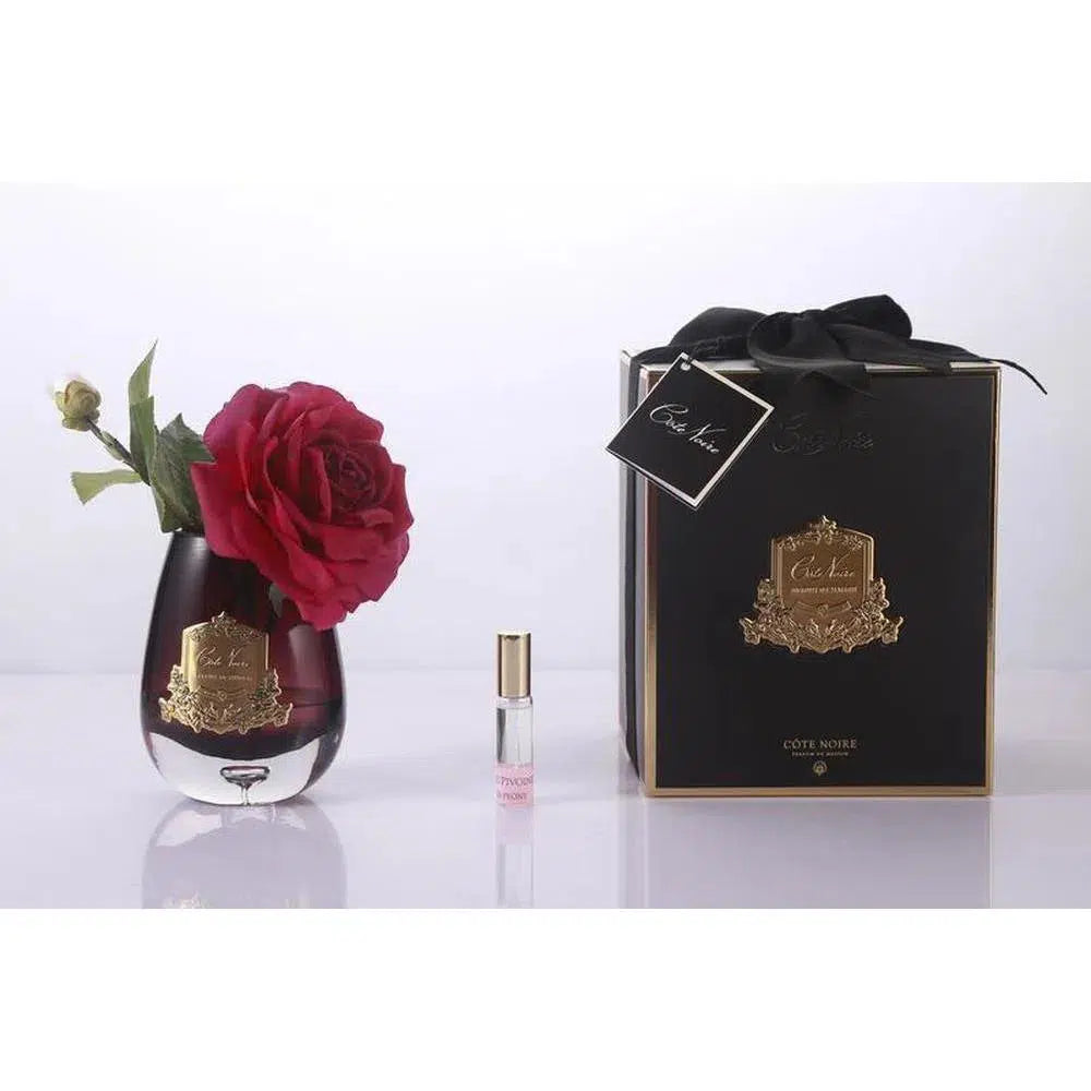 Cote Noire Tear Drop Tea Rose Black Glass Carmine Red Str08-Candles2go