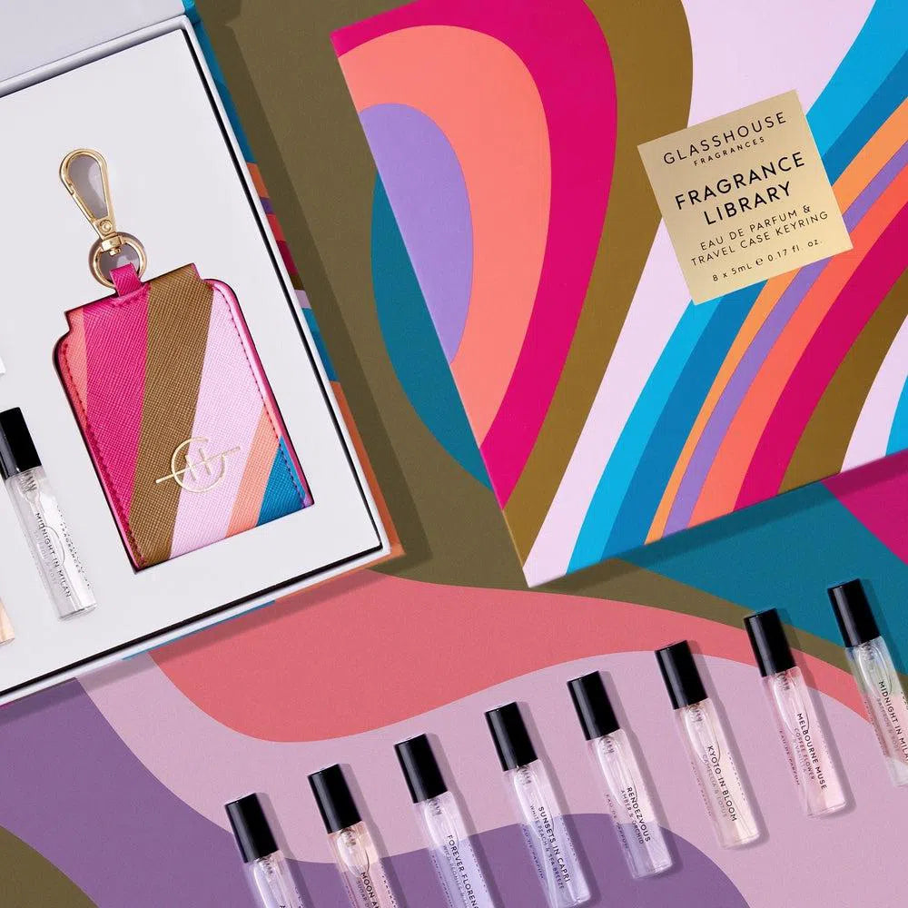 Glasshouse Fragrances Library 5ml Eau De Parfum Gift Set With Travel Case Keyring-Candles2go