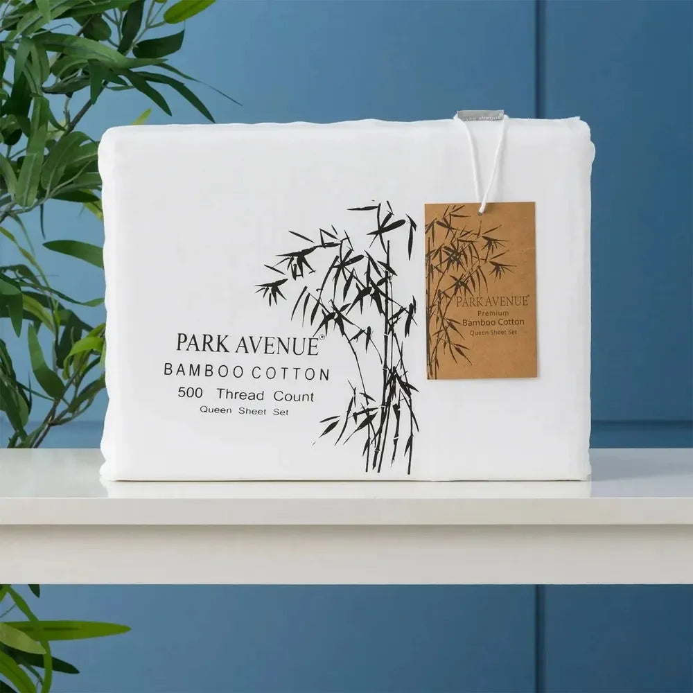 Park Avenue 500TC Bamboo Cotton Sheet Split Queen White-Candles2go