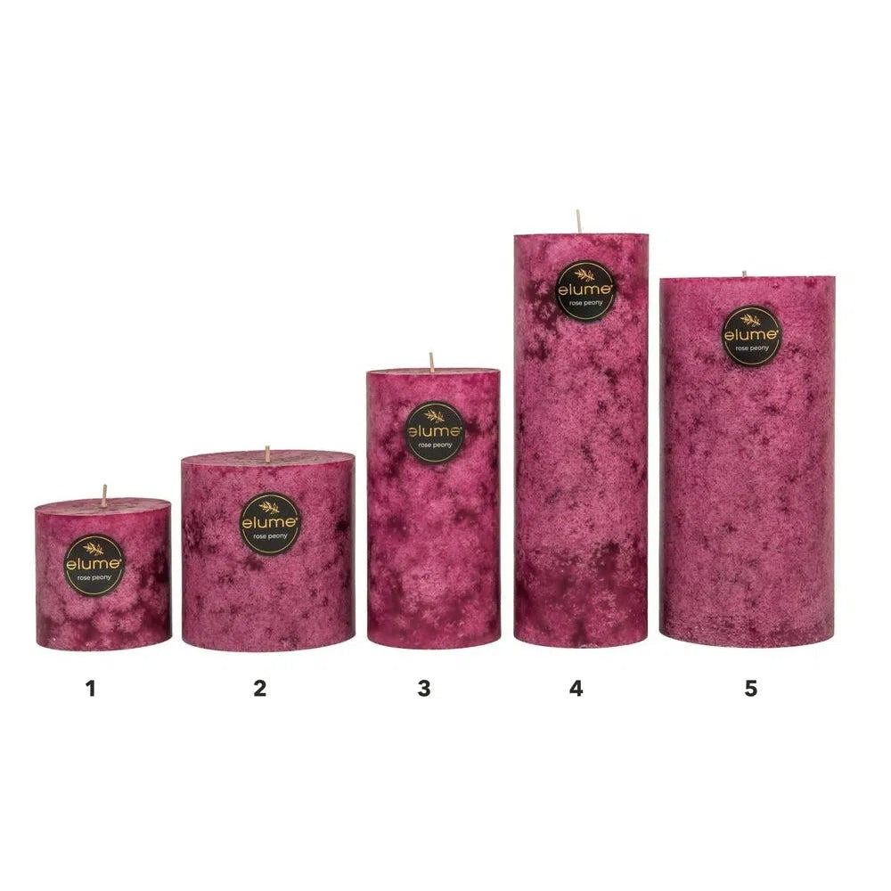 Rose Peony Round 10 x 20cm Pillar Candle by Elume-Candles2go