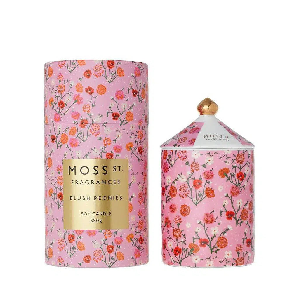 Blush Peonies 320g Candle by Moss St Ceramic-Candles2go