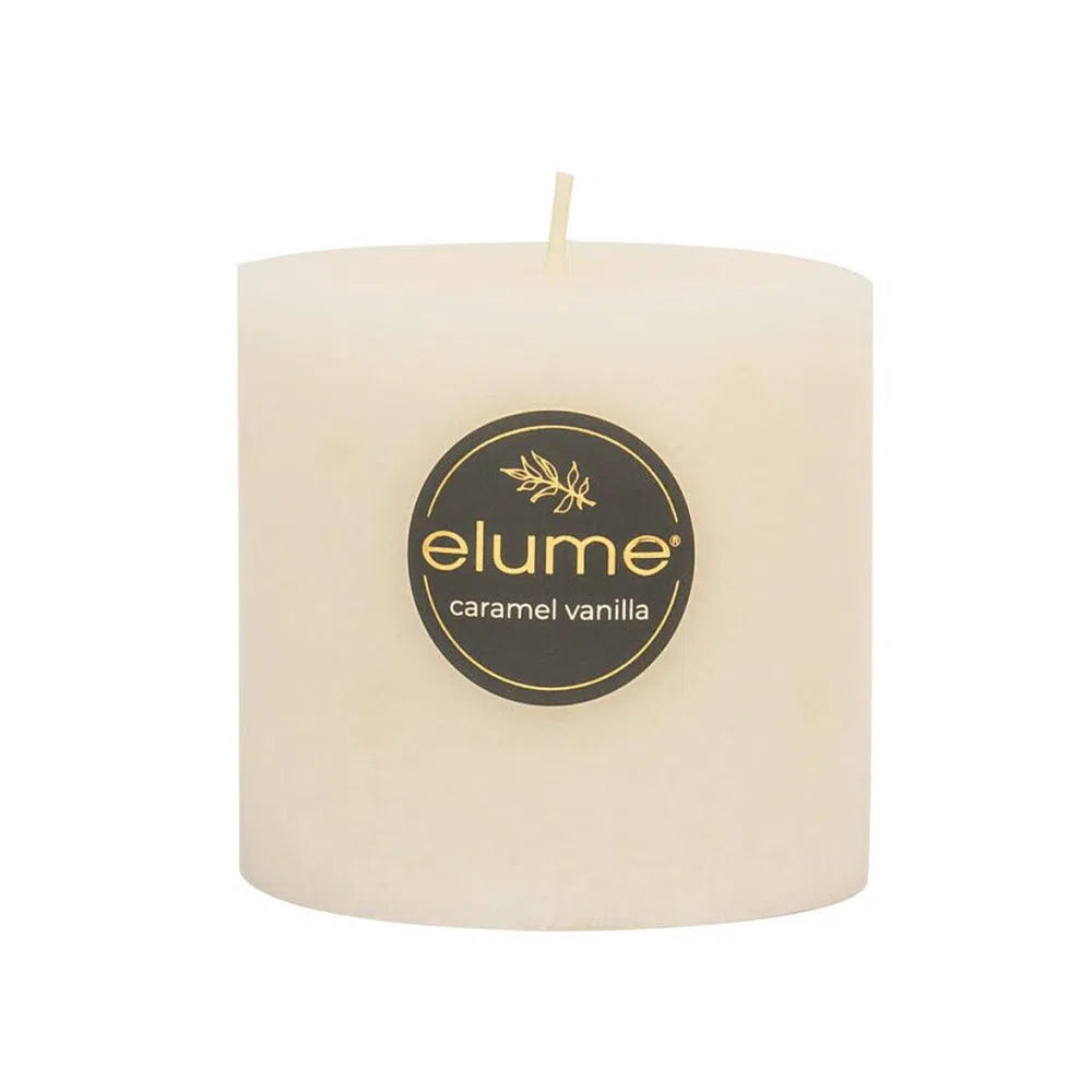 Caramel Vanilla Round 7.5 x 7.5cm Pillar Candle by Elume-Candles2go
