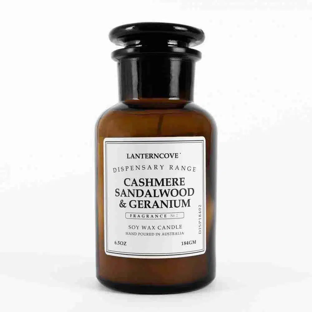 Cashmere Sandalwood & Geranium 6.5oz Candle by Lantern Cove Dispensary-Candles2go