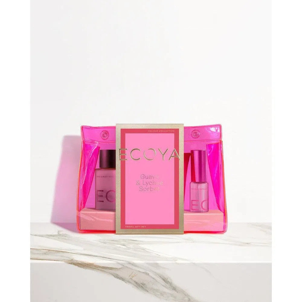 Christmas Guava & Lychee Sorbet Travel Gift Set by Ecoya-Candles2go