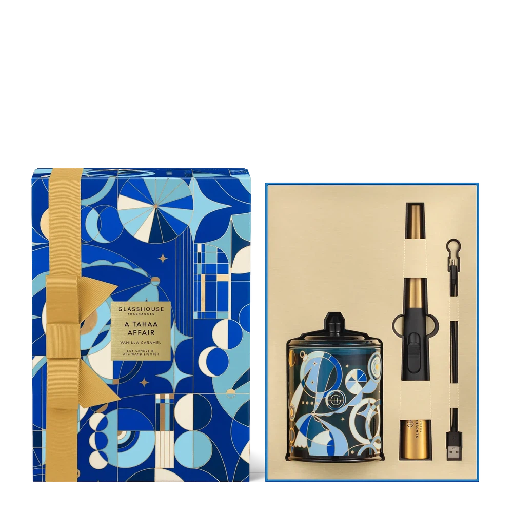 Christmas Limited Edition A Tahaa Affair Candle & Electric Lighter Gift Set by Glasshouse Fragrances