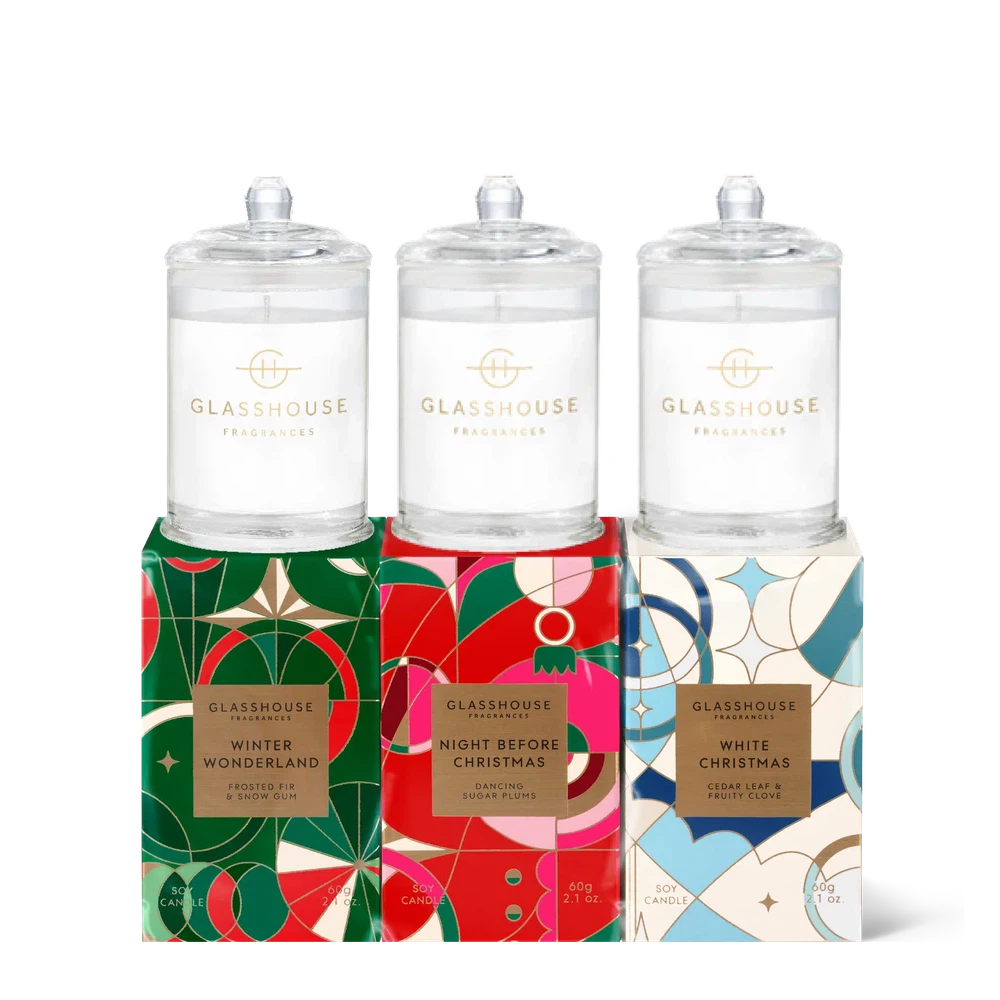 Christmas Limited Edition Christmas Candle Trio Pack 60g by Glasshouse Fragrances-Candles2go