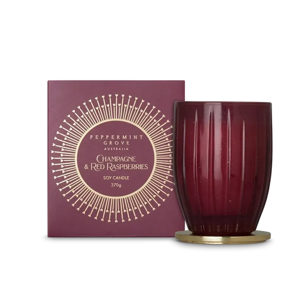 Christmas Limited Edition Peppermint Grove Champagne & Red Raspberries 370g Candle 2025-Candles2go
