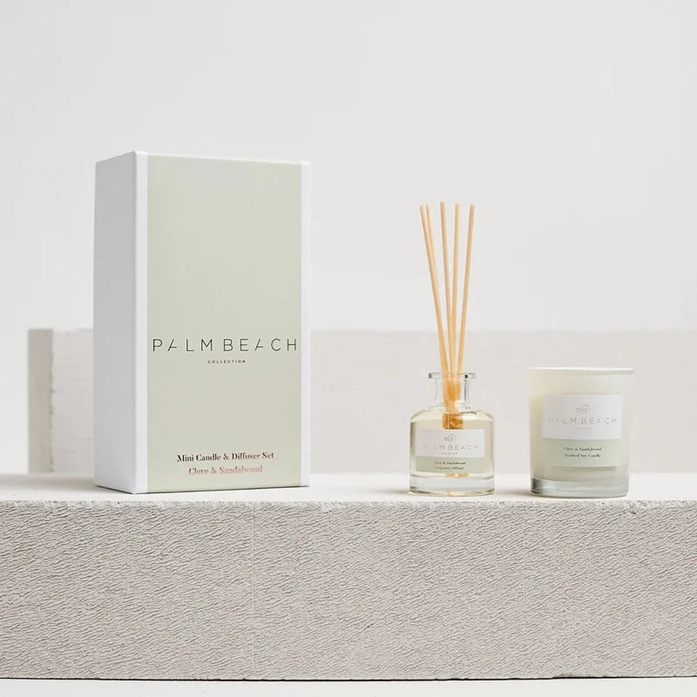 Clove and Sandalwood Mini Candle and Diffuser Set by Palm Beach-Candles2go