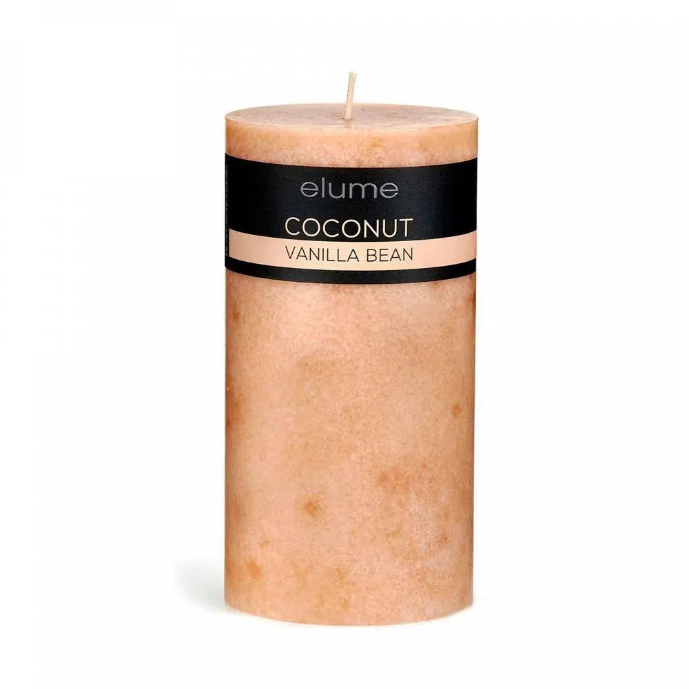 Coconut Vanilla Bean Round 10 x 20cm Pillar Candle by Elume-Candles2go