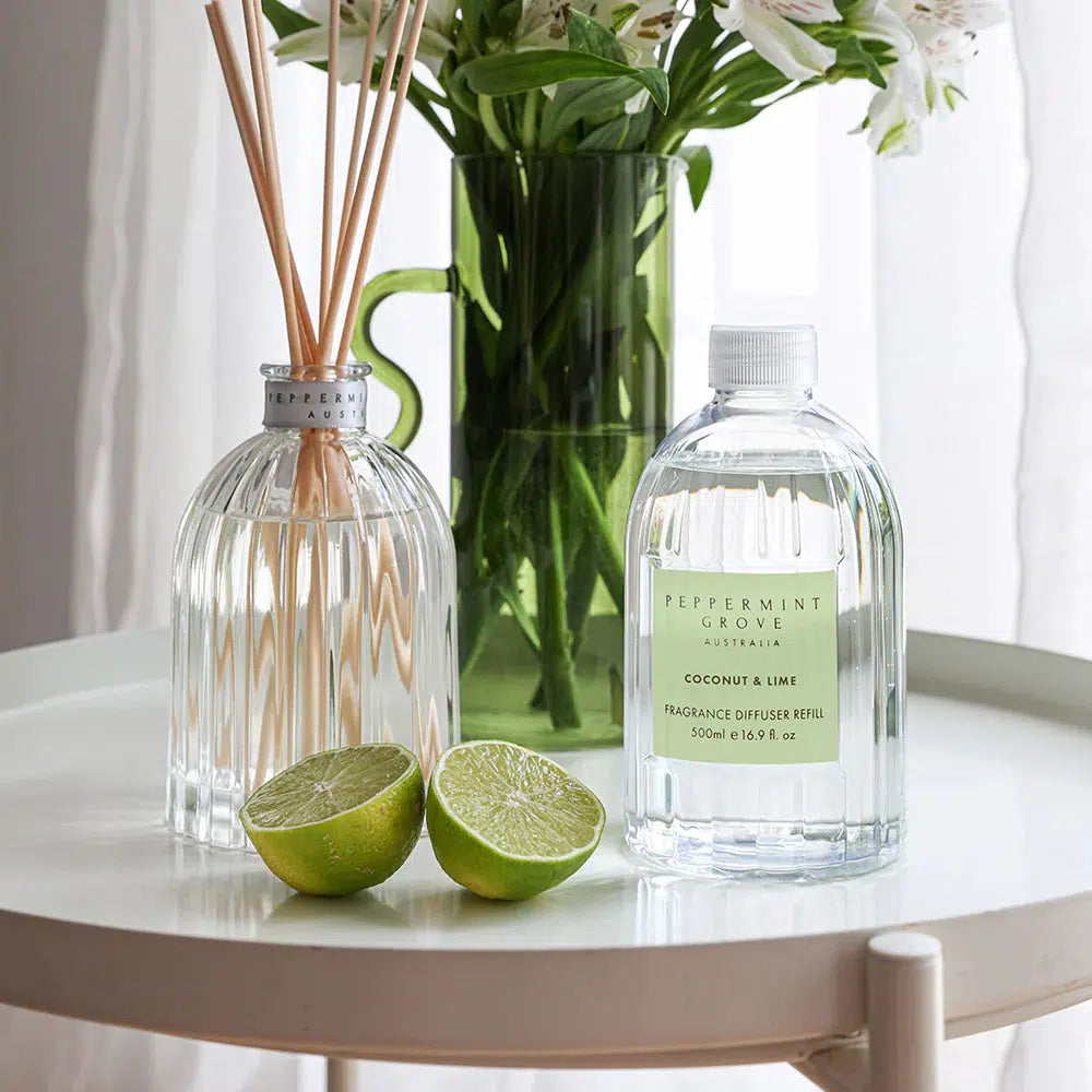 Coconut and Lime Diffuser Refill 500ml by Peppermint Grove-Candles2go