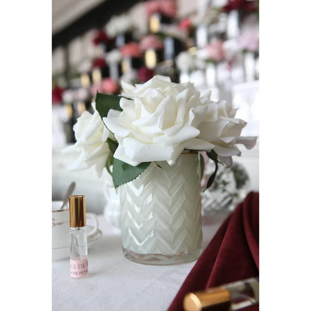 Cote Noire Herringbone Perfumed Flower in Cream Champagne Roses HCF02-Candles2go