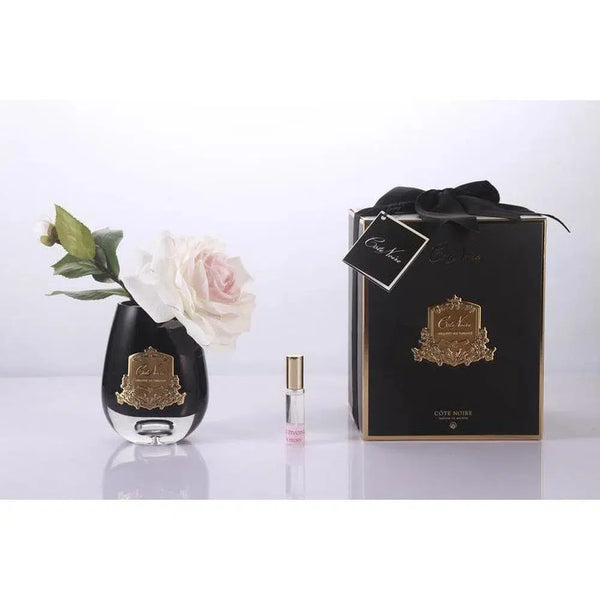 Cote Noire Tear Drop Tea Rose In Black Glass Pink Blush Str04-Candles2go