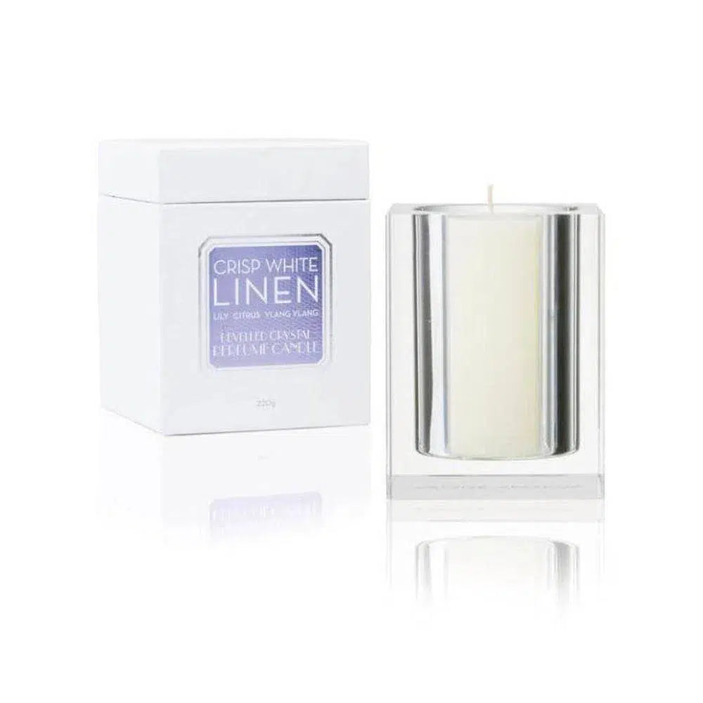Crisp White Linen Crystal Candle by Abode Aroma-Candles2go