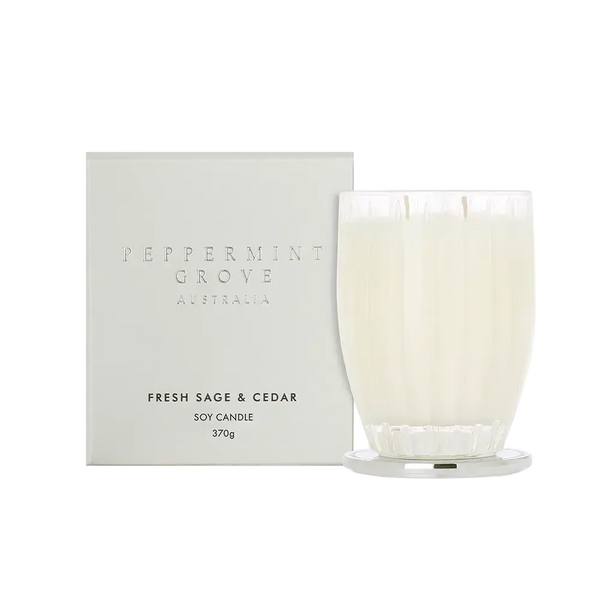 Fresh Sage and Cedar 370g Candle by Peppermint Grove-Candles2go