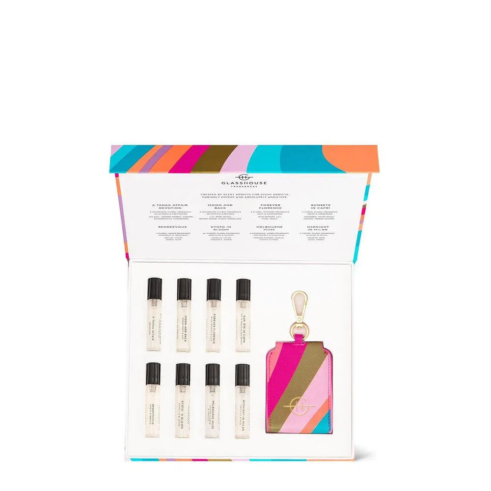 Glasshouse Fragrances Library 5ml Eau De Parfum Gift Set With Travel Case Keyring-Candles2go