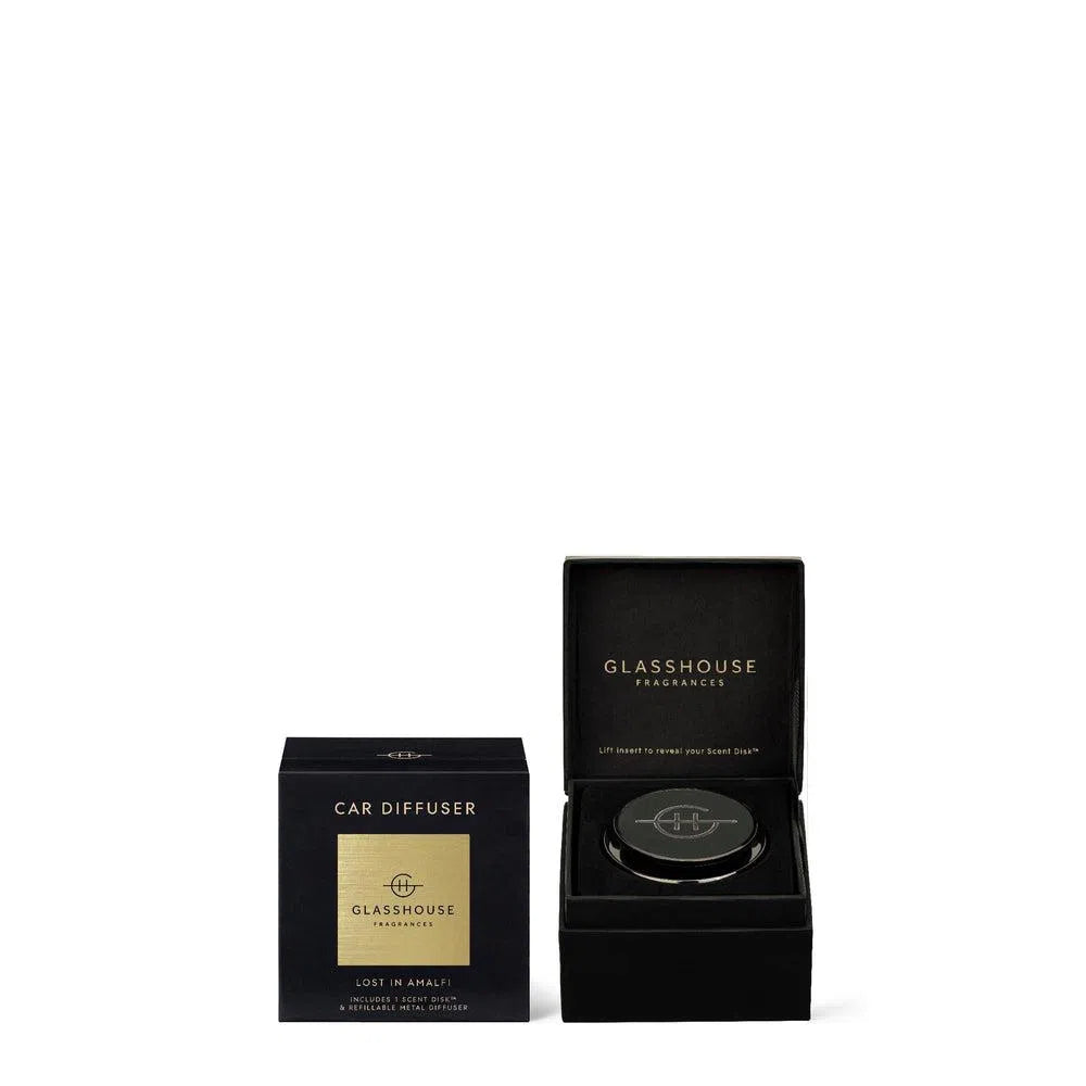 Glasshouse Fragrances Lost In Amalfi Car Diffuser Black & Gold-Candles2go