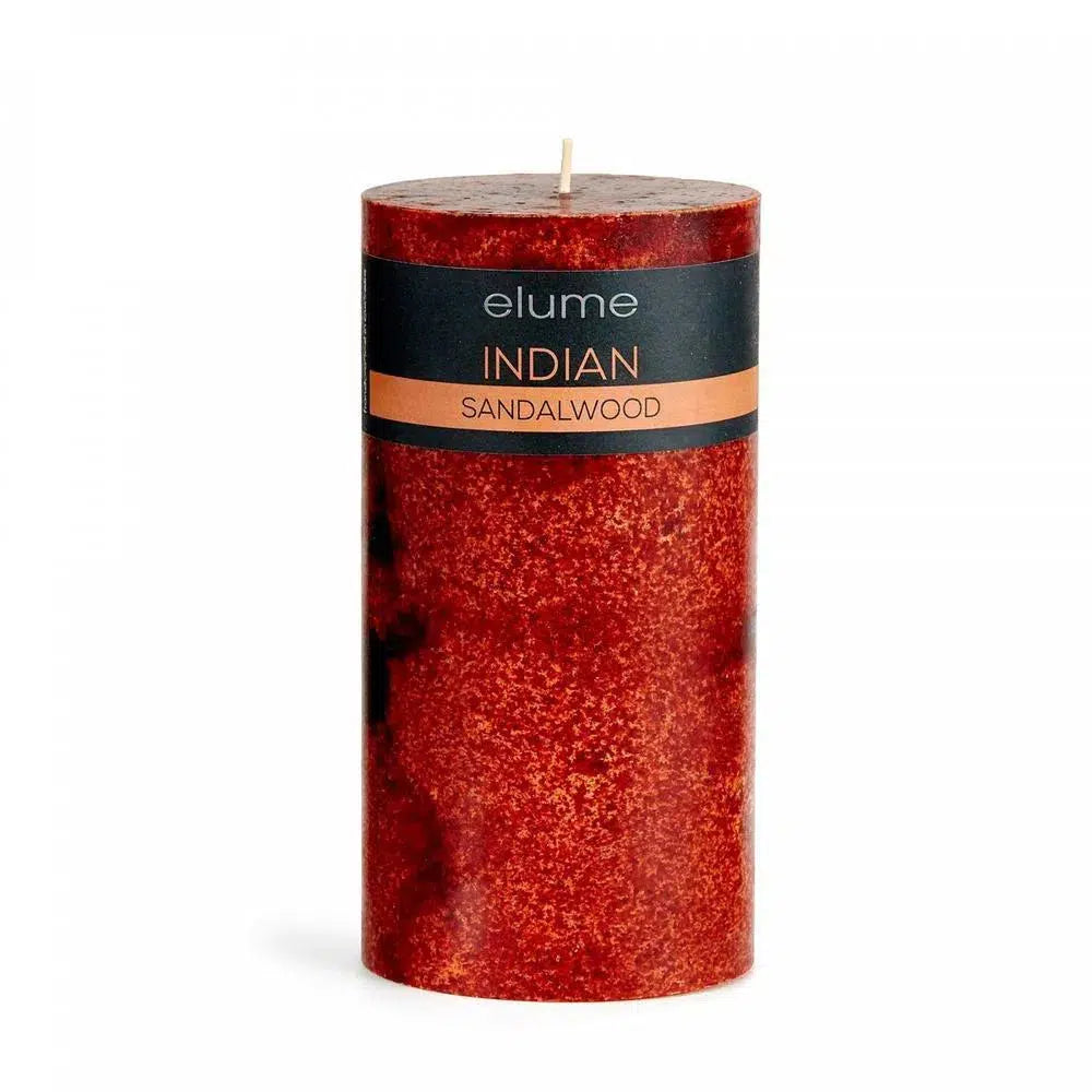 Indian Sandalwood Round 7.5 x 15cm Pillar Candle by Elume-Candles2go