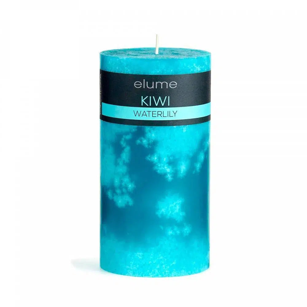 Kiwi and Waterlily Round 10 x 20cm Pillar Candle by Elume-Candles2go