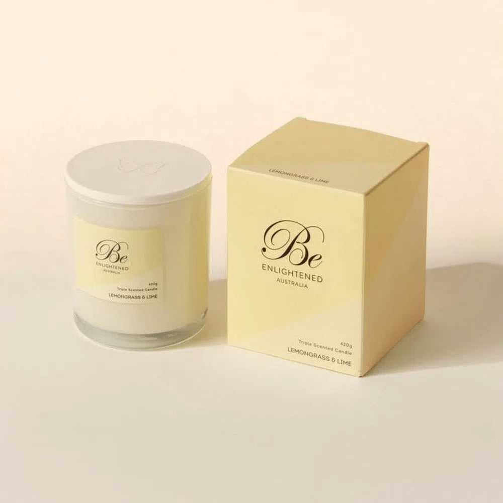 Lemongrass and Lime 420g Triple Scented Candle by Be Enlightened-Candles2go