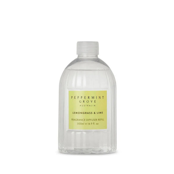 Lemongrass and Lime Diffuser Refill 500ml by Peppermint Grove-Candles2go