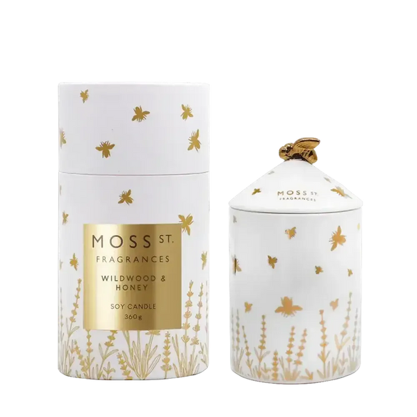 Limited Edition Mother's Day Wildwood & Honey 360g Candle by Moss St Ceramics-Candles2go