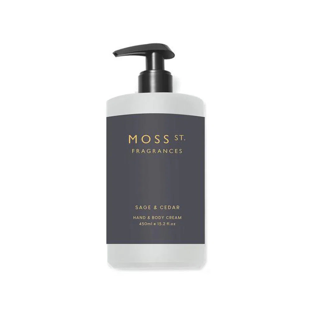 Moss St Hand and Body Cream 450ml Sage and Cedar-Candles2go