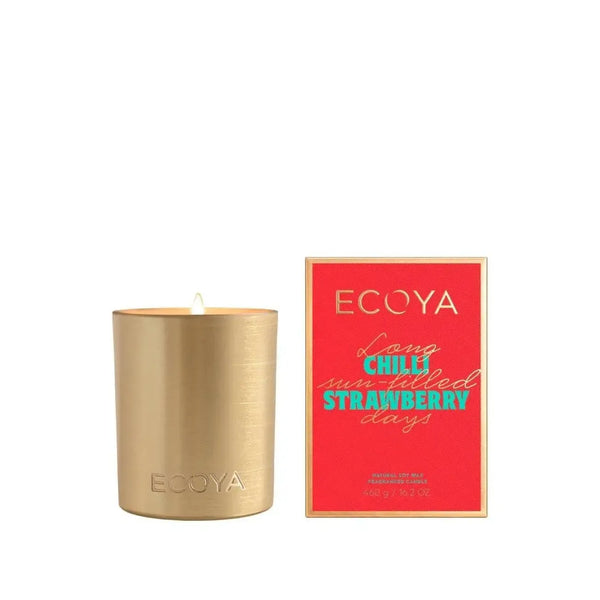 PRE-ORDER Christmas Limited Edition Ecoya Chilli Strawberry Goldie 460g Candle 2025-Candles2go