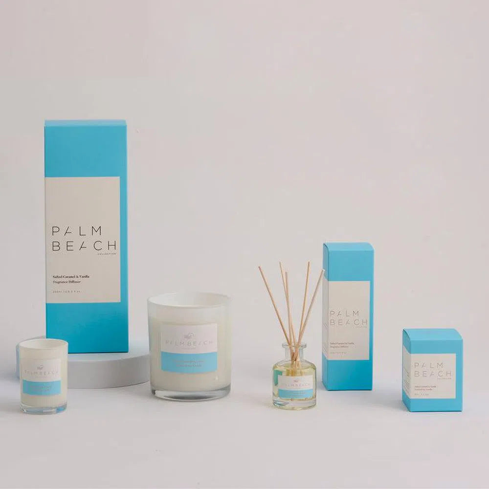 Salted Caramel & Vanilla Mini Diffuser 50ml by Palm Beach-Candles2go