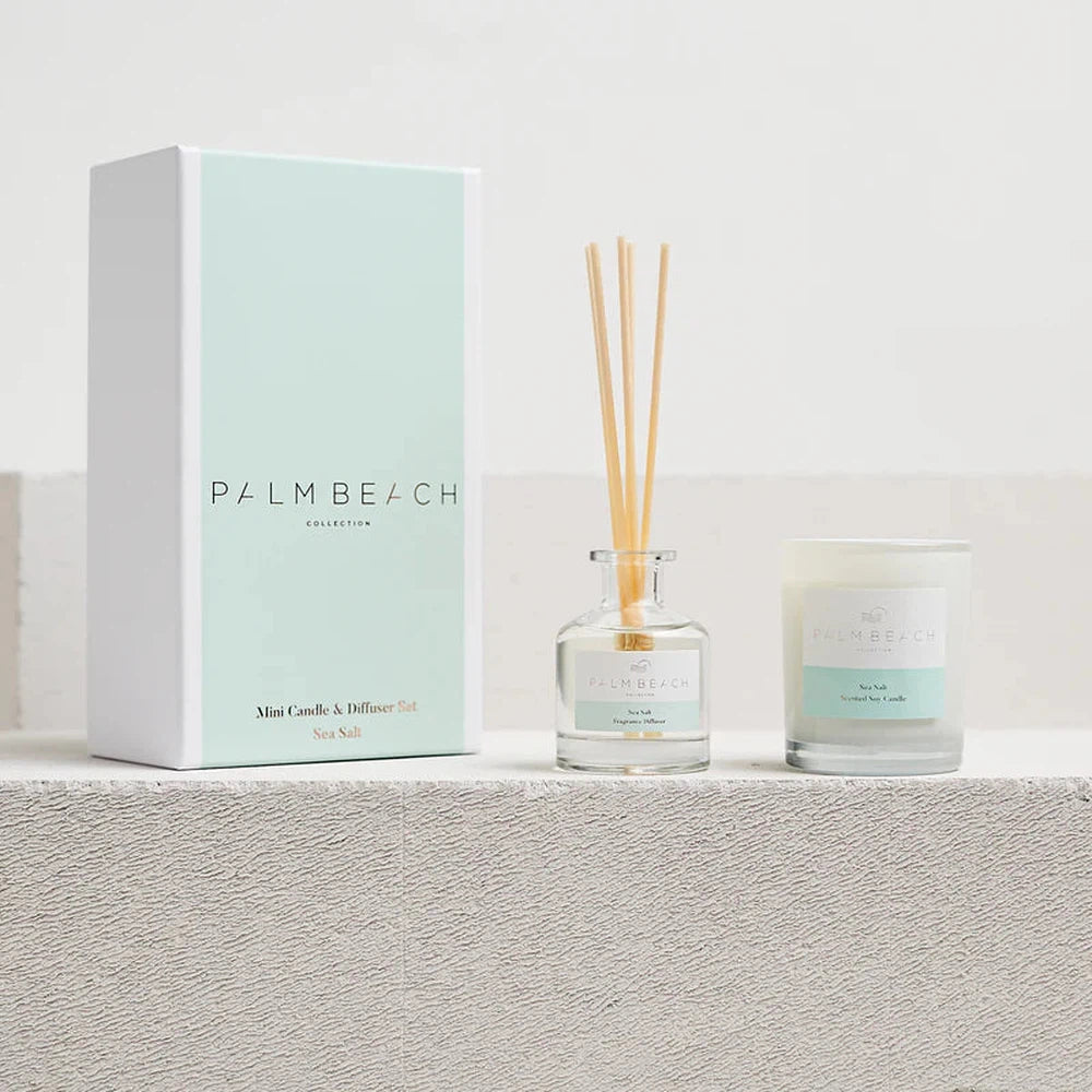 Sea Salt Mini Candle and Diffuser Set by Palm Beach-Candles2go