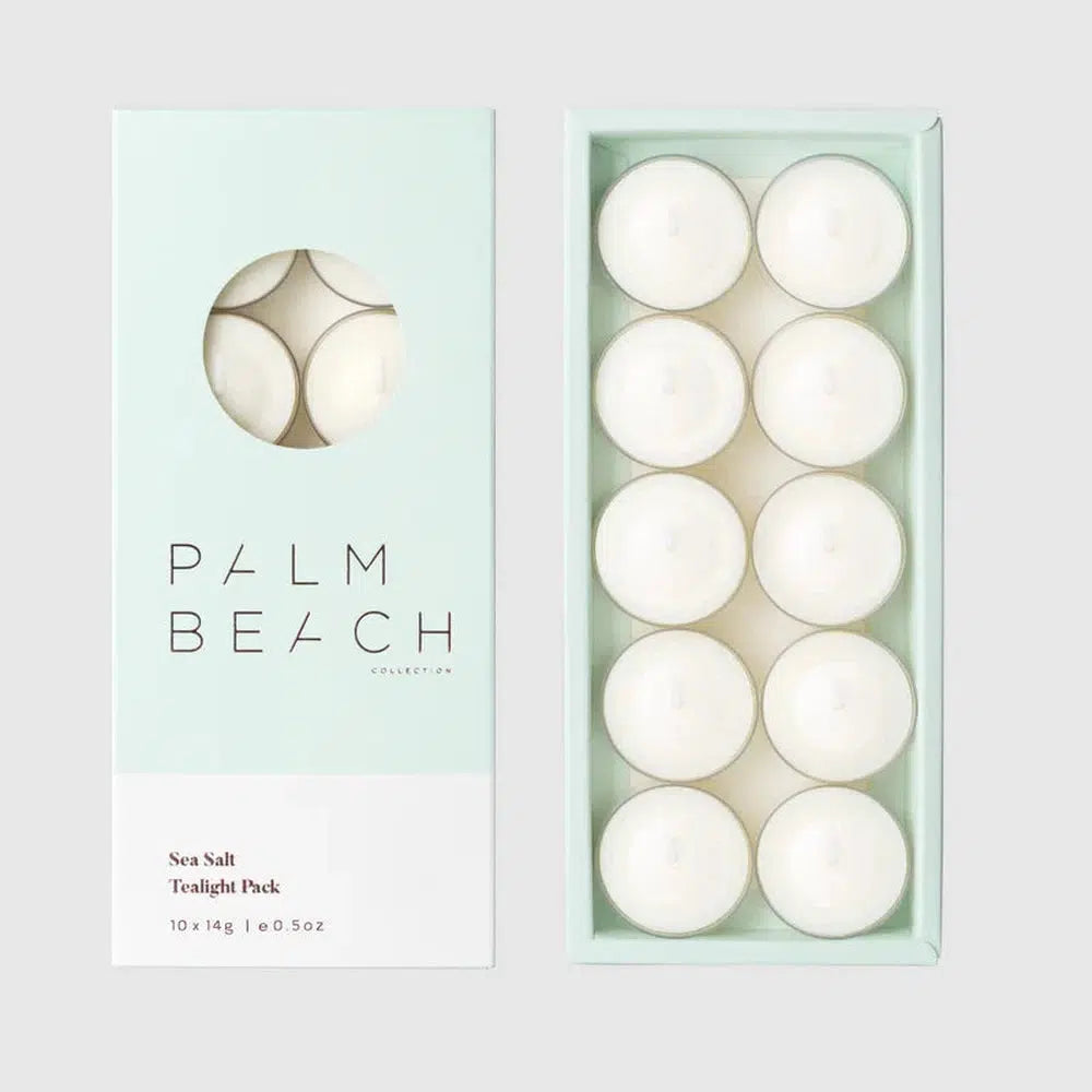 Sea Salt Pack of 10 Tealight Candles by Palm Beach-Candles2go