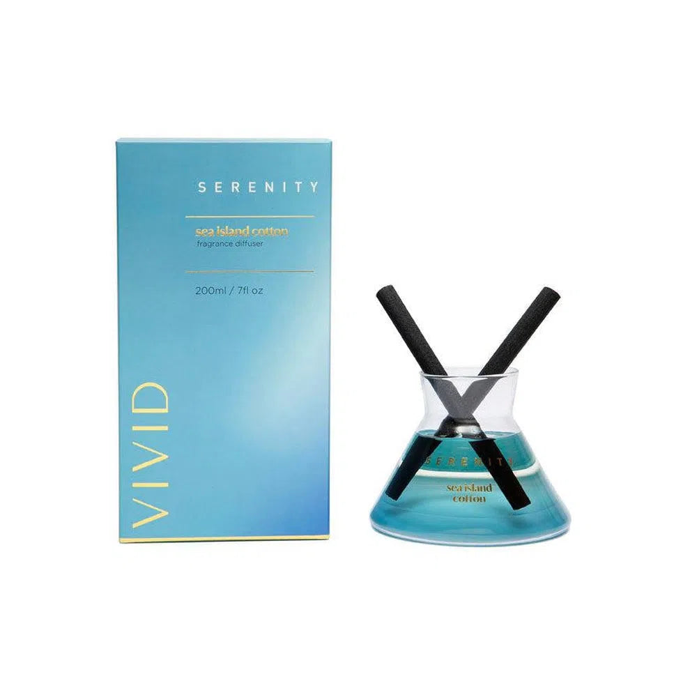 Serenity Vivid Reed Diffuser in Sea Island Cotton 200ml-Candles2go