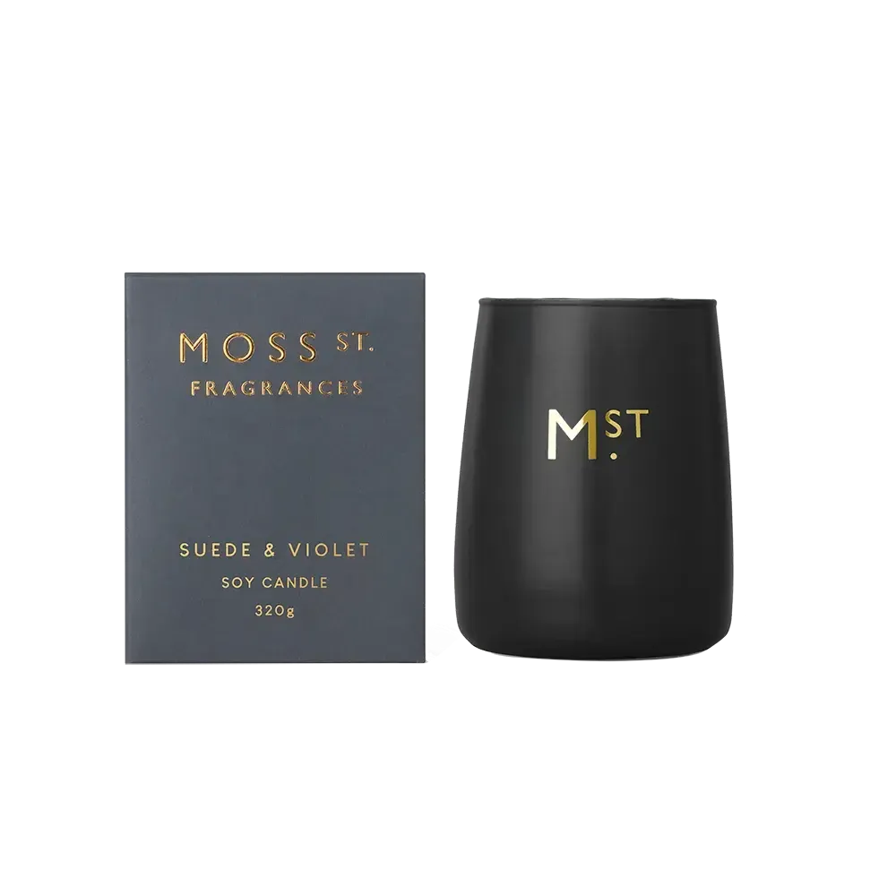 Suede and Violet 320g Candle by Moss St Fragrances-Candles2go