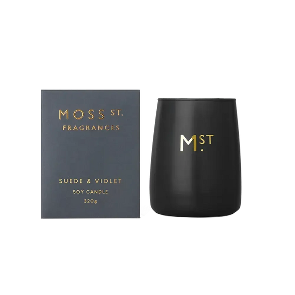 Suede and Violet 320g Candle by Moss St Fragrances-Candles2go