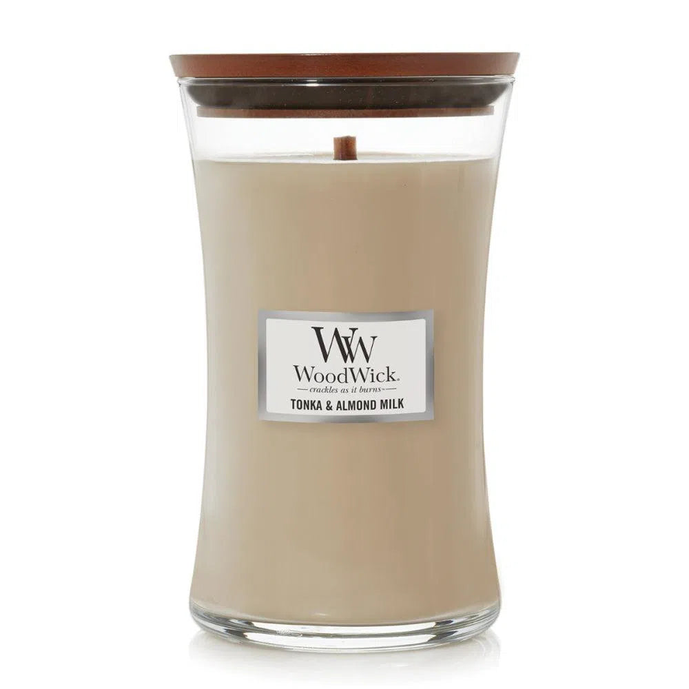Tonka & Almond Milk Woodwick Candles Large Candle 609g-Candles2go