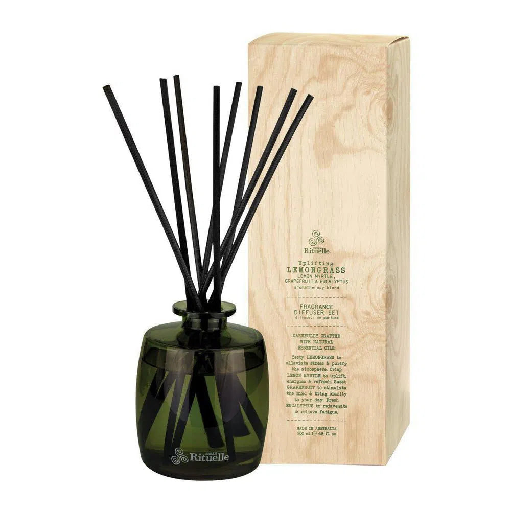 Urban Rituelle Lemongrass Uplifting Fragrance Reed Diffuser Flourish Organics-Candles2go