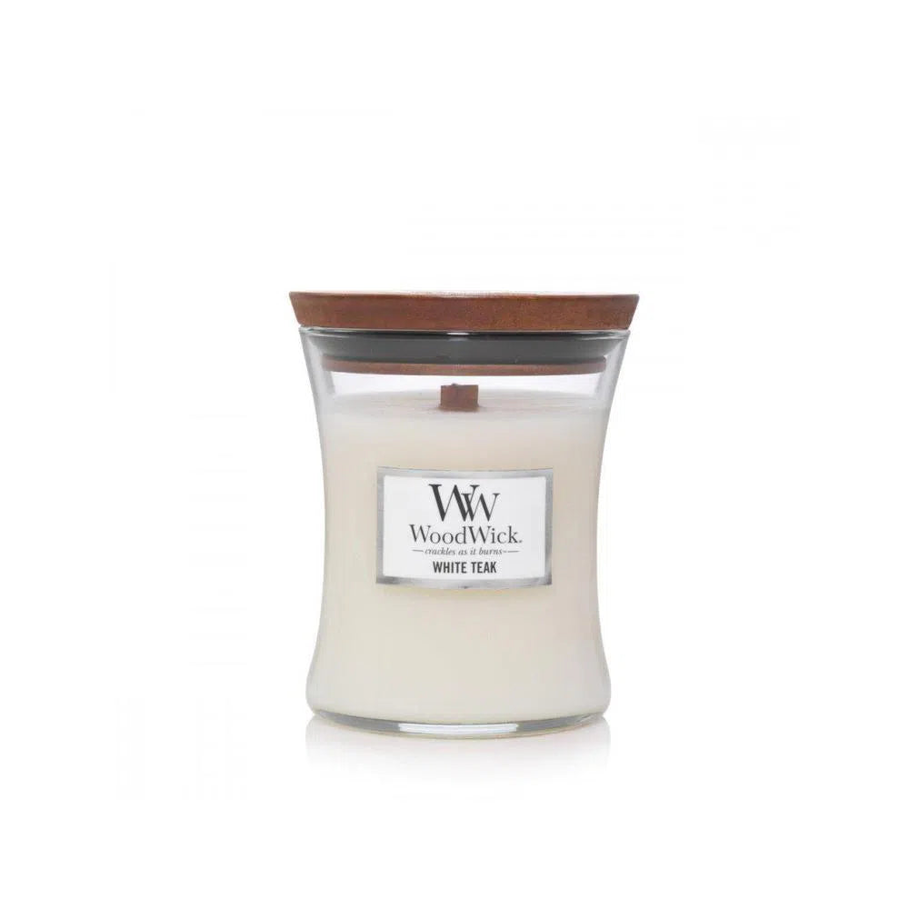 Woodwick White Teak Medium 275g Candle-Candles2go